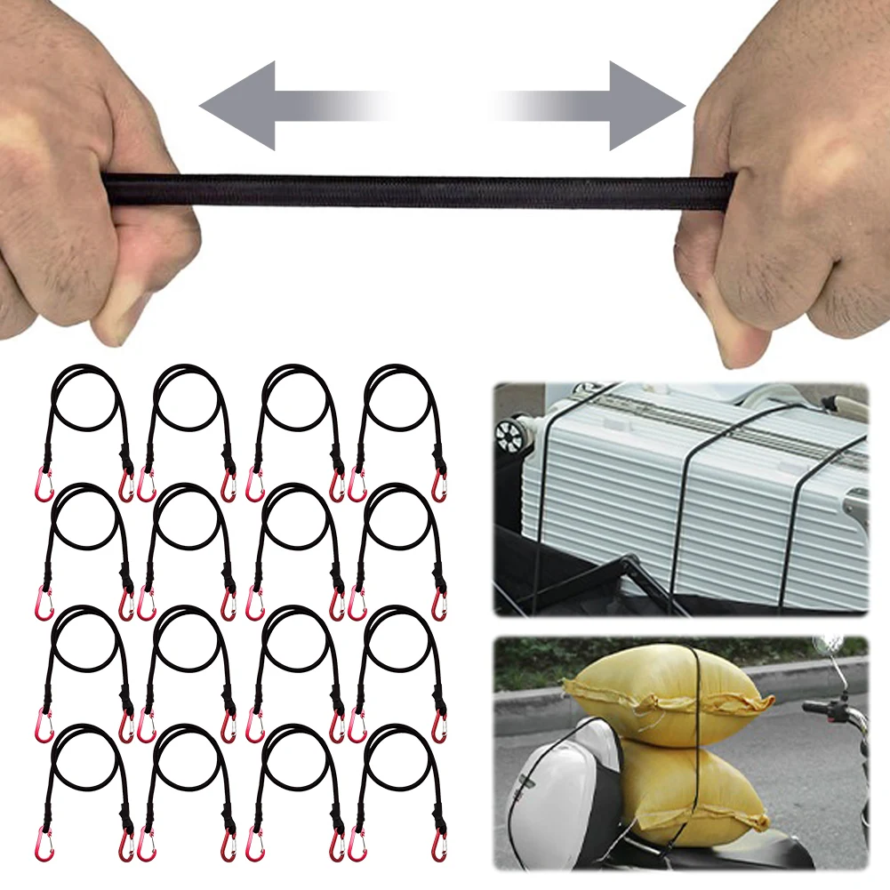 Heavy Duty Bungee Cord Aluminum Alloy Elastic Tie Strap String Carabiner Cord Luggage Packing Rope for Luggage Rack Cargo