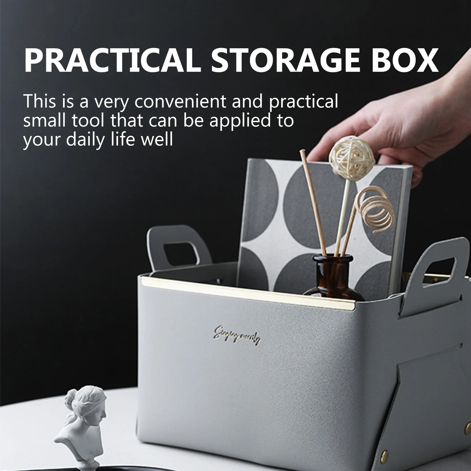 

Storage Basket Desktop ganizer Gray Foldable Large Capacity Sundry Container Makeup Holder Toy Case Cosmetics Box Office