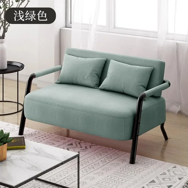 Fabric sofa small apartment modern simple living room wrought iron simple Nordic light luxury rental room single double sofa