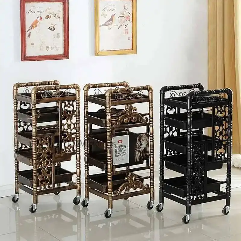 

Salon Hair Hairdressing Fashion Furniture Commercial Trolley Multi-layer Tool Cart Barber Shop Multi-functional Storage Rack G