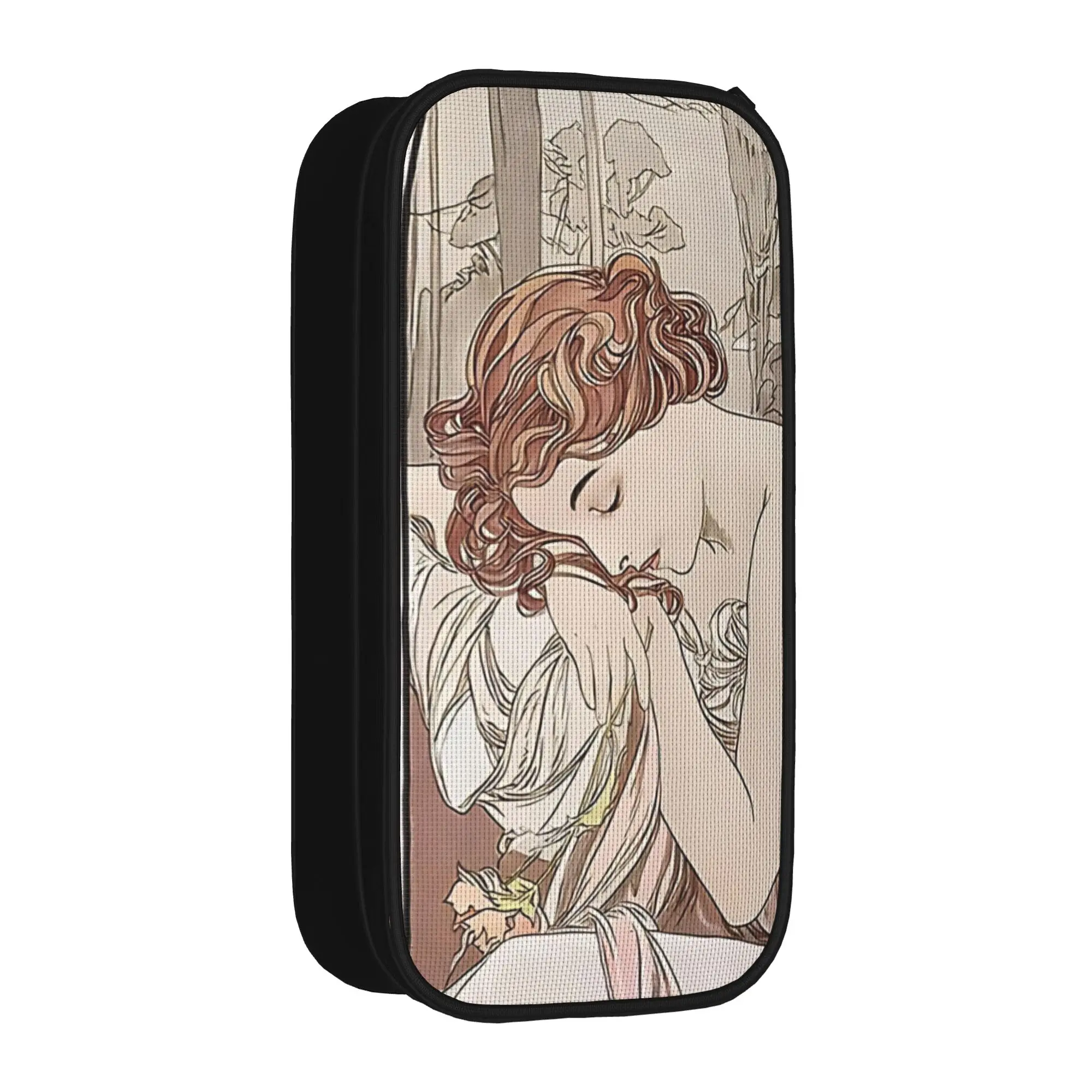 Night s Rest  Alphonse Mucha Pencil Cases Fashion   Pen Bags Girl Boy Big Capacity Students School Gift Pencilcases