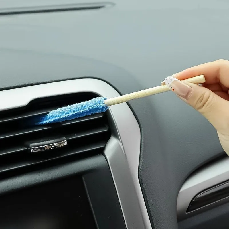 

Multi-Purpose Cleaning Brush Set Microfiber Dead Corner Cleaner with Removable Bamboo Handle for Window Blinds & Car Air Vents