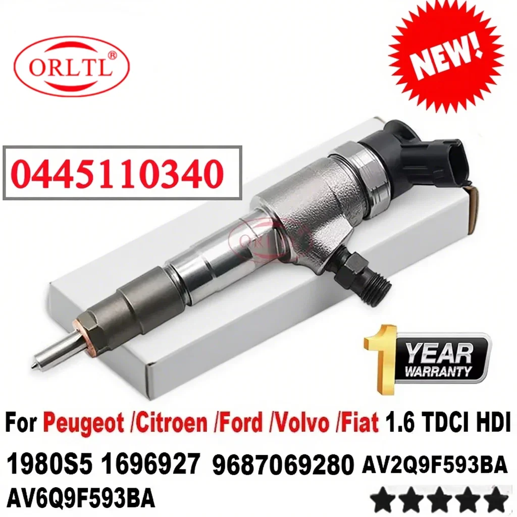 

NEW 0445110340 Fuel injector AV2Q9F593BA AV6Q9F593BA1980S5 9687069 suitable for Bosch 110 series with good ensure ORLTL