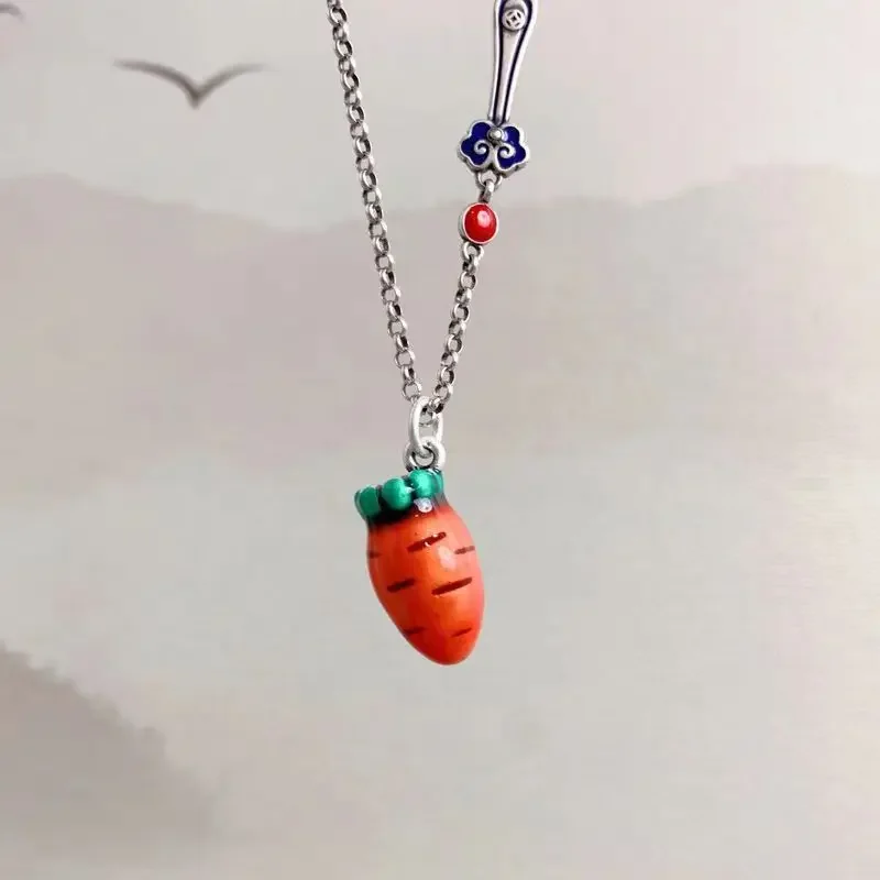 Enamel Craftsmanship Sweet and Cute Carrot Clavicle Chain Pendant Personalized Exquisite Jewelry Pendant