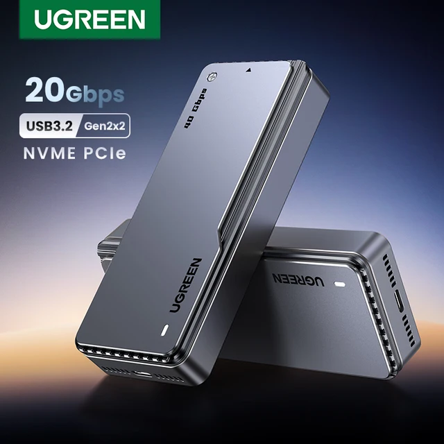NVMe SSD obudowa UGREEN 20Gbps wbudowana kamizelka chłodząca aluminiowa obudowa SSD M.2 do USB3.2 Adapter SSD Gen2x2 dla obudowy M.2 NVME PCIE