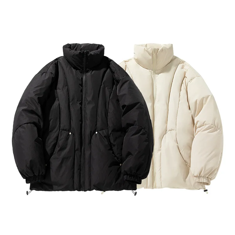 American Street Style 3D Design Cotton Padded Down Coat Men Waterproof Thick Loose Stand Collar Winter Puffer Jacket AU-238
