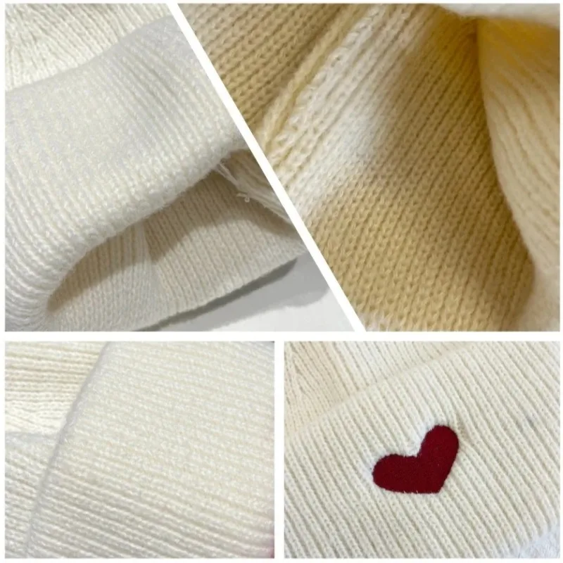 قبعة شتوية للجنسين مطرزة على شكل قلب، سميكة ودافئة، وصوف ناعم، خفيفة الوزن، قابلة للتمدد، مريحة، تصميم أنيق. #6