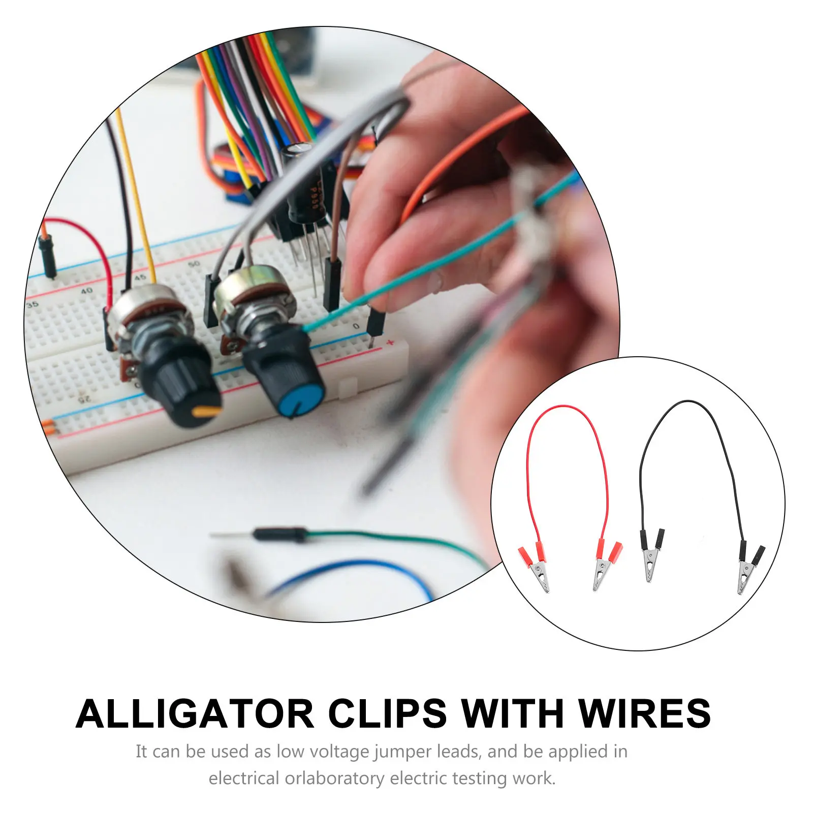 8Pcs Electrical Cable Circuit Wire Alligator Clips Insulated Copper Wire for Educational Physics Demo Teaching Science Projects