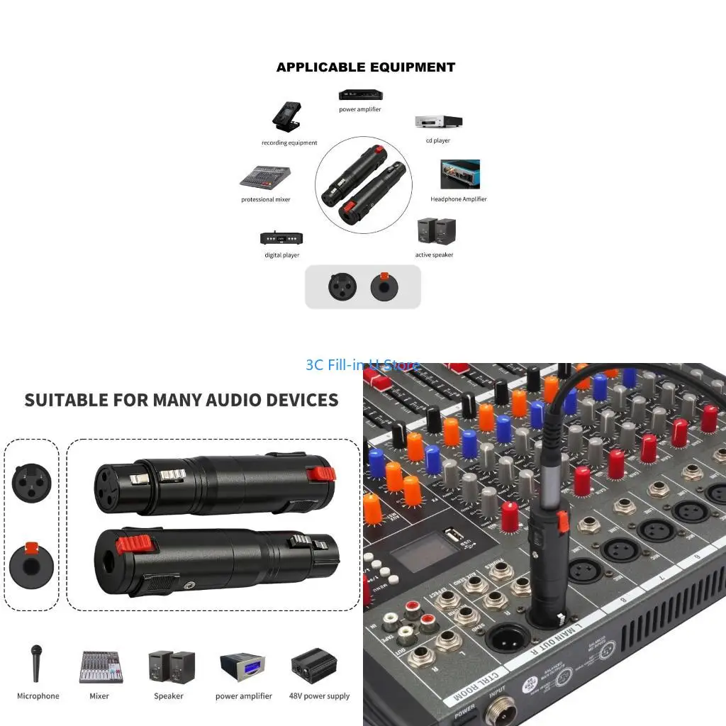 G8TA XLR to 1/4inch 6.35mm Microphones Sound Adapter to XLR Adapter for Camcorder