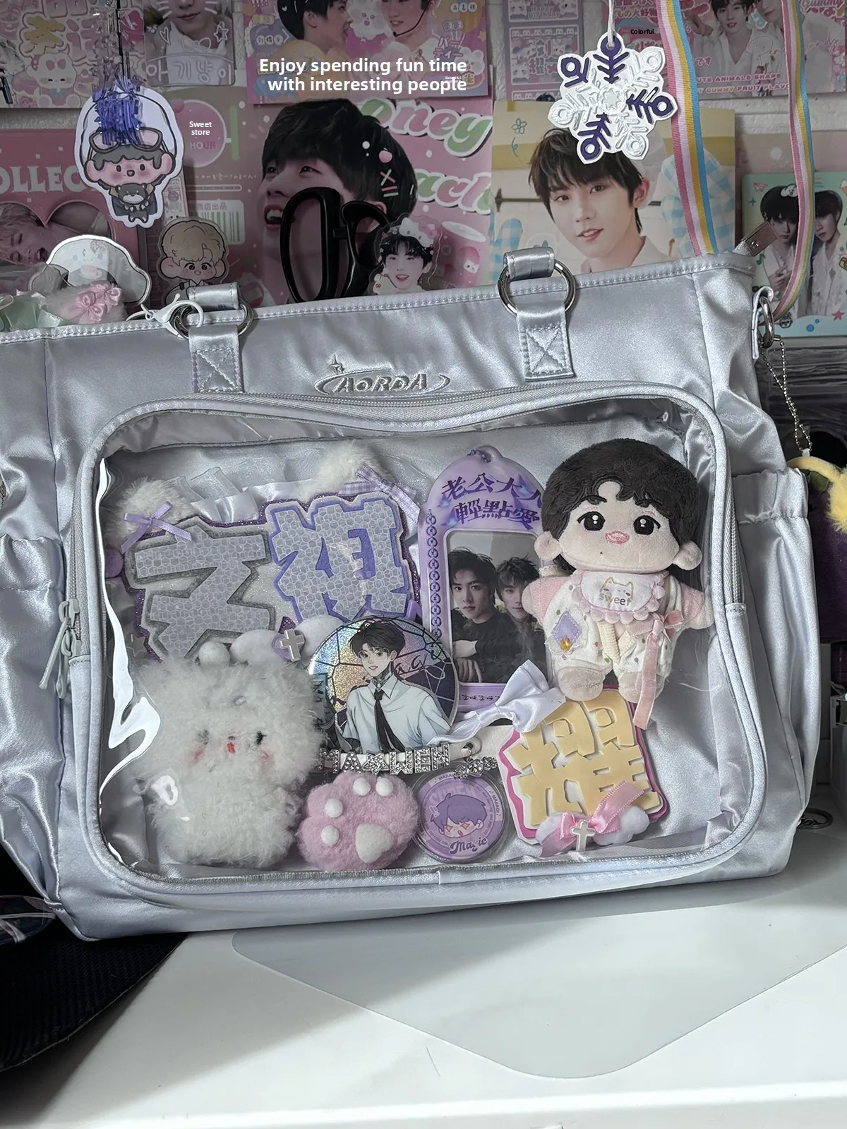 

AORDA Large Capaci Concert Pain Bag Women's Crossbody oulder Bag Doll Fan Meeting Light Holder Soft Nylon Casual Bag