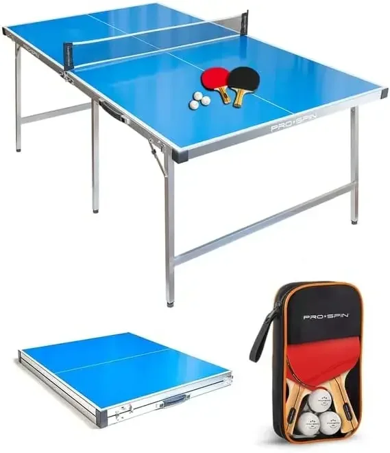 Table - 6 x 3.5 ft Wide Mid-Size, Foldable | Complete Set with High-Performance Ping Pong Paddles & Balls