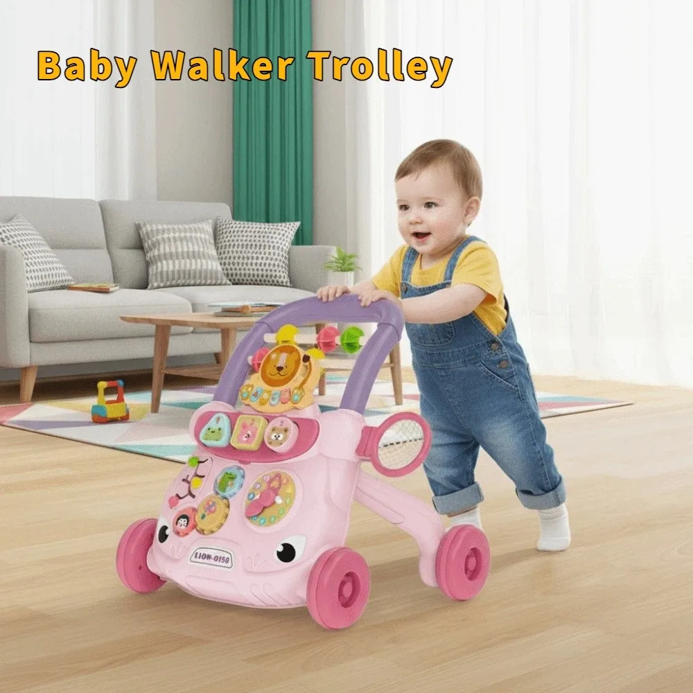 

Cartoon Baby Walker Trolley Anti Rollover Sliding Walking Multiple Activities Music Lights Toddler Trolley Early Education