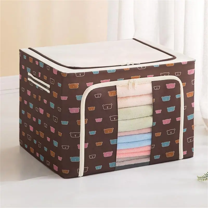 Oxford Cloth Clothes Steel Frame Transparent Storage Box Bed Sheet Blanket Pillow Shoe Rack Container Foldable Storage Case