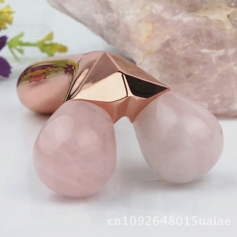 Rodillo masajeador facial de Jade de cristal Natural para belleza de ojos, reafirmante, cara en V, no eléctrico, dorado, plateado, morado, champán