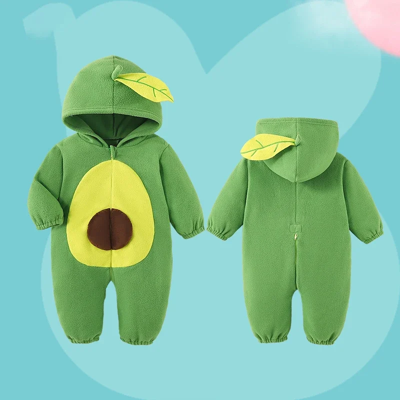 

Halloween Winter Hooded Cute Baby Girls Clothes Romper Fruit Avocado One-piece Baby Bodysuits Jumpsuit Cosplay Costume