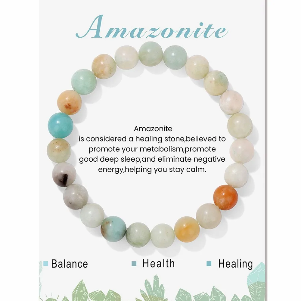 Natural Stone Bracelet Set - Tiger Eye Fluorite Lapis Lazuli Beaded Wristwear Fashion Gift for Women Men with Card Pack