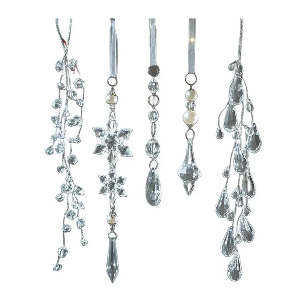 

Set of 5 elegant transparent acrylic snowflake pendants for Christmas tree decoration For festivals and parties