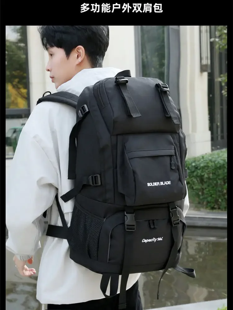 2025 45 لتر في الهواء الطلق على ظهره حقيبة ترحال حقيبة التخييم الرجال والنساء حقيبة السفر طويلة تنزه على ظهره حقيبة مضادة للماء