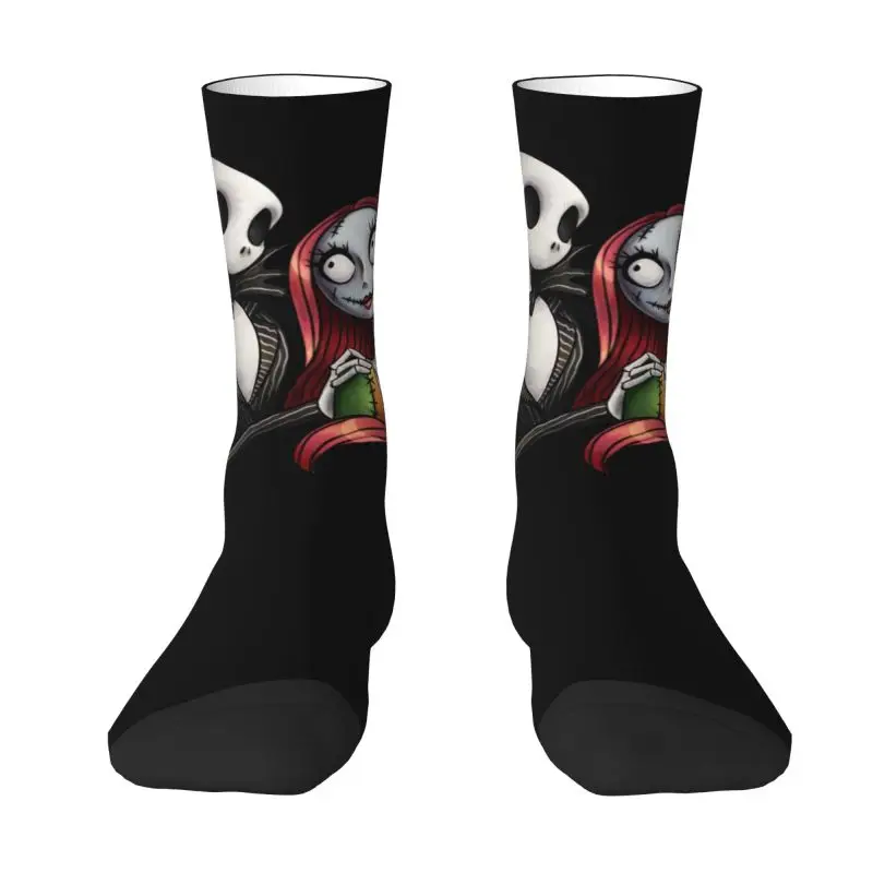 Jack And Sally Men Women Crew Socks Unisex Novelty 3D Printed The Nightmare Before Christmas Dress Socks