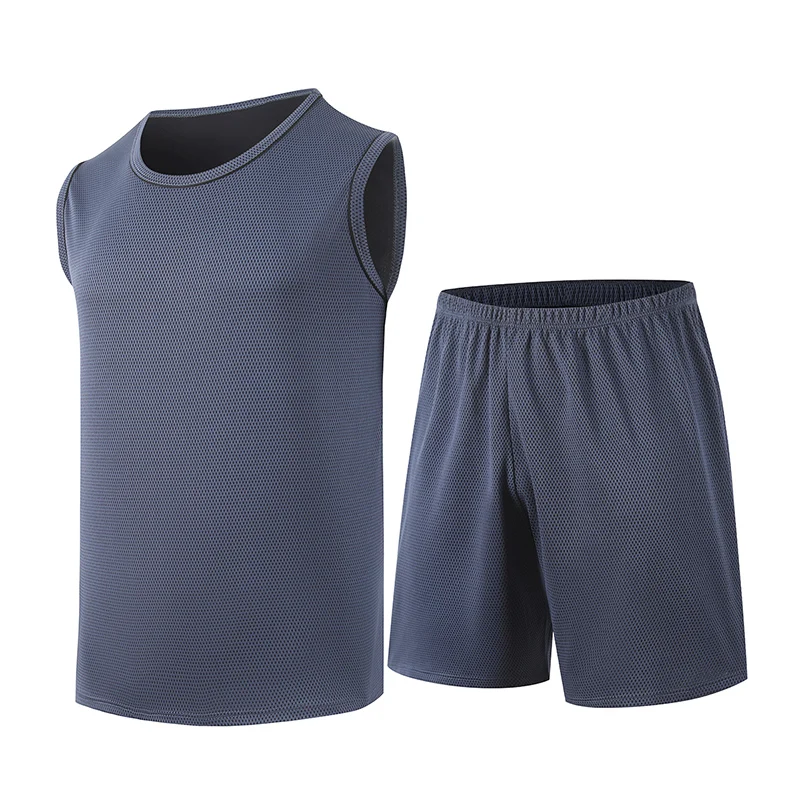 

2-Piece Men's Set Youth Sleeveless Solid Color Quick Drying Sporty Multifunctional Comfortable Casual Fashionable And Trendy