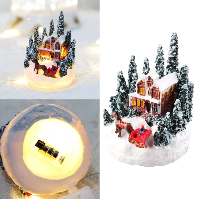 

LED Lighted Christmas Village House, Figurines Decoration