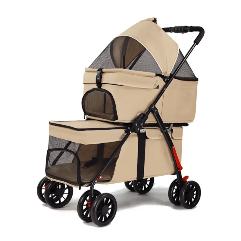 Double-layer Pet Cart, One-click Folding, Outdoor Dog Walking Trolley, Elderly Friendly, Portable Pet Stroller