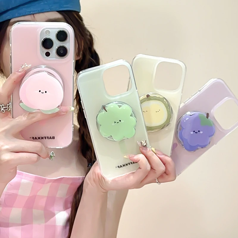 Korea Cute Cartoon Fruit Magnetic Holder Grip Tok Griptok Phone Stand Holder Support For iPhone 15 14 For Pad Magsafe Smart Tok