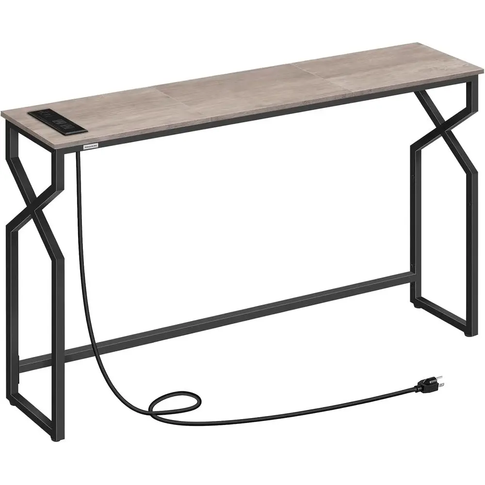 

ole Soa Table, 44.9" Entryway Table with Charging Station, Narrow Couch Table, Hallway Table, Soa Table with USB Ports, Metal e,