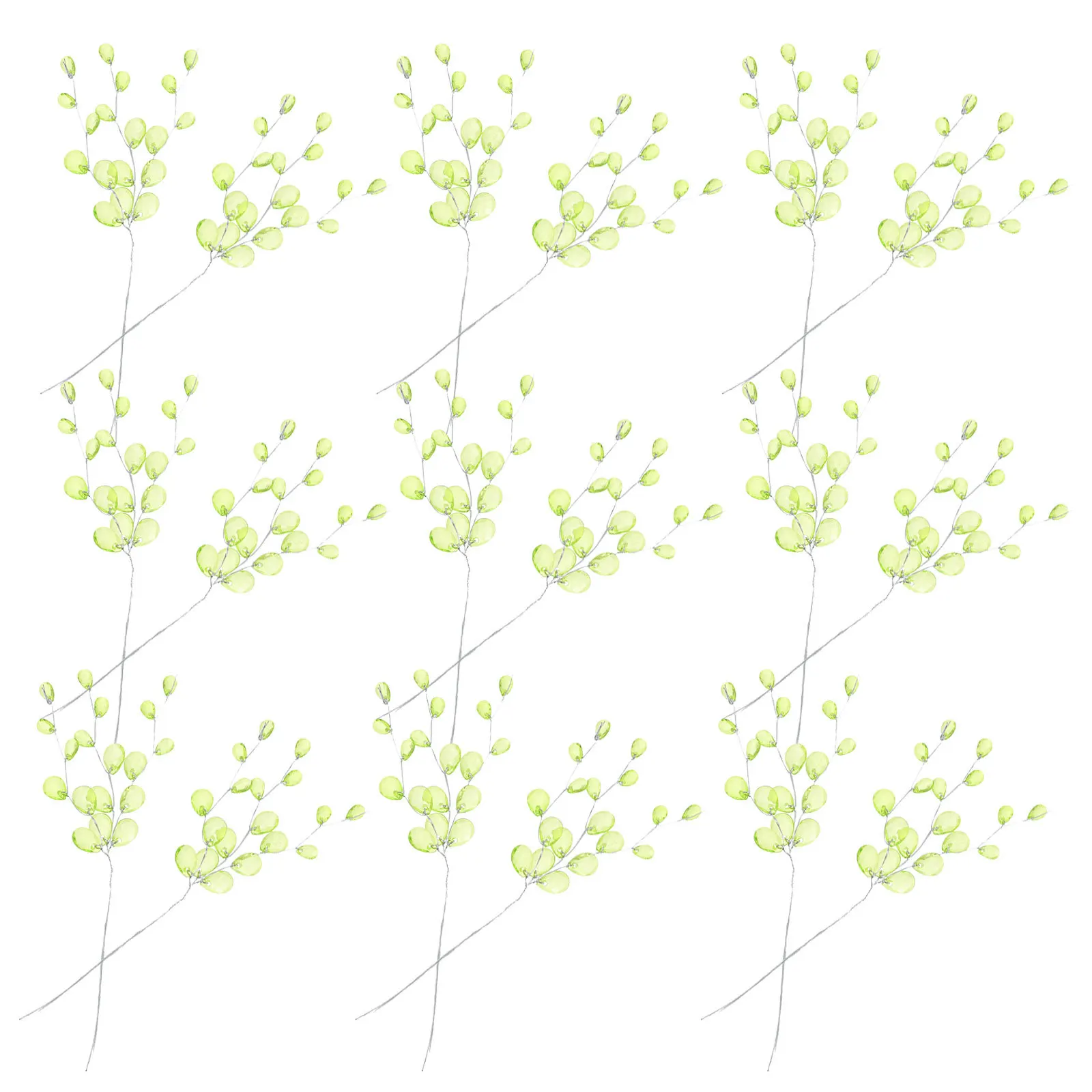 

50pcs Acrylic Bead Branch Green Diy Artificial Stem For Wedding Decor Home Flower Arrangement Fake Flower Stems