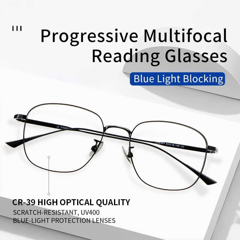 

Progressive Multifocal Reading Glasses Men Anti Blue Light Intelligent Progressive Multifocal Lens Ultralight Titanium Frame