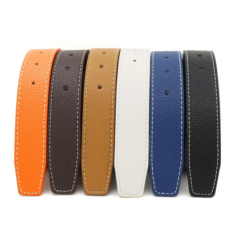 New Women's and Men's Litchi grain holes No Buckle Belt Brand Belt Men High Quality Male Genuine Strap Jeans Belt 3.3cm