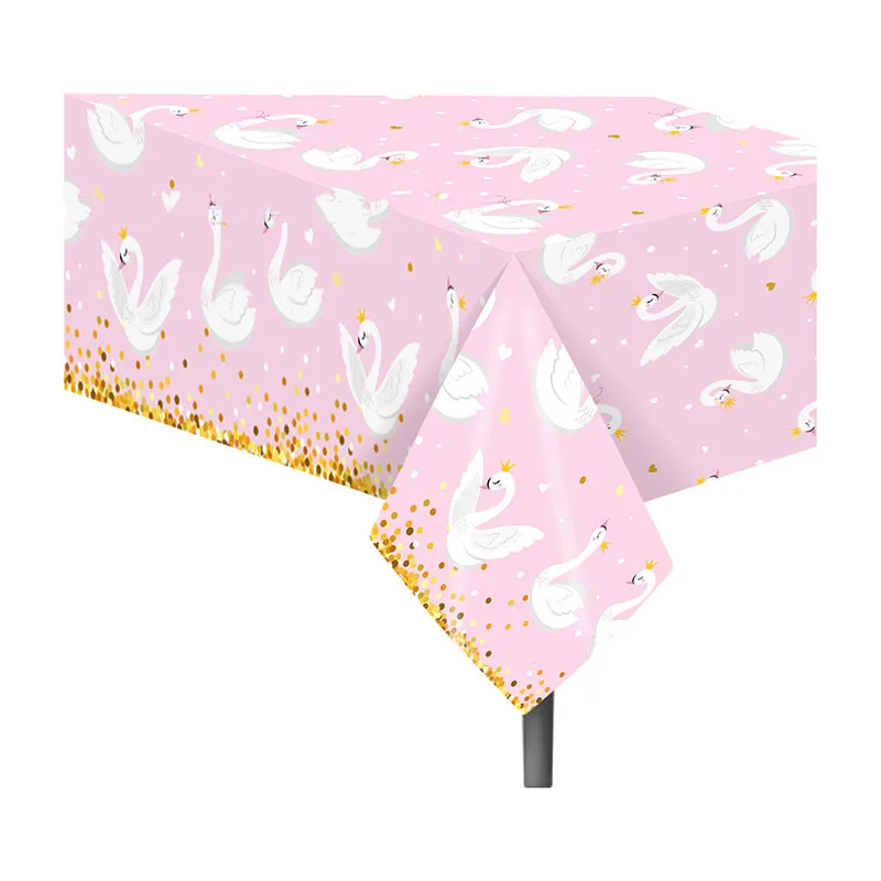

Pink Swan Ballet Theme Party Disposable Tablecover Gold Crown Swan Paper Plate Napkin Princess Girls Happy Birthday Party Decor