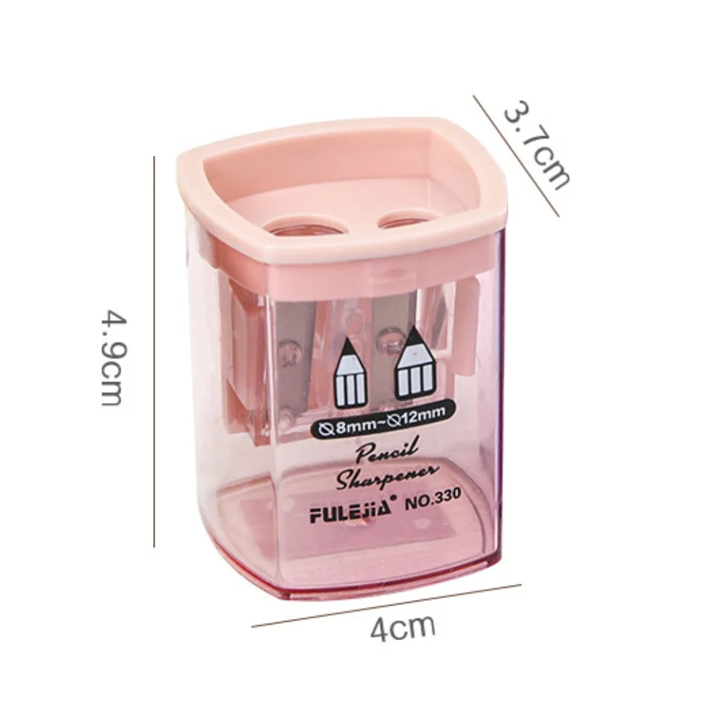 Cutting Machine Double Hole Pencil Sharpener Sacapuntas Transparent Small Pencil Sharpener Double Hole Mini Simple Pencil Cutter