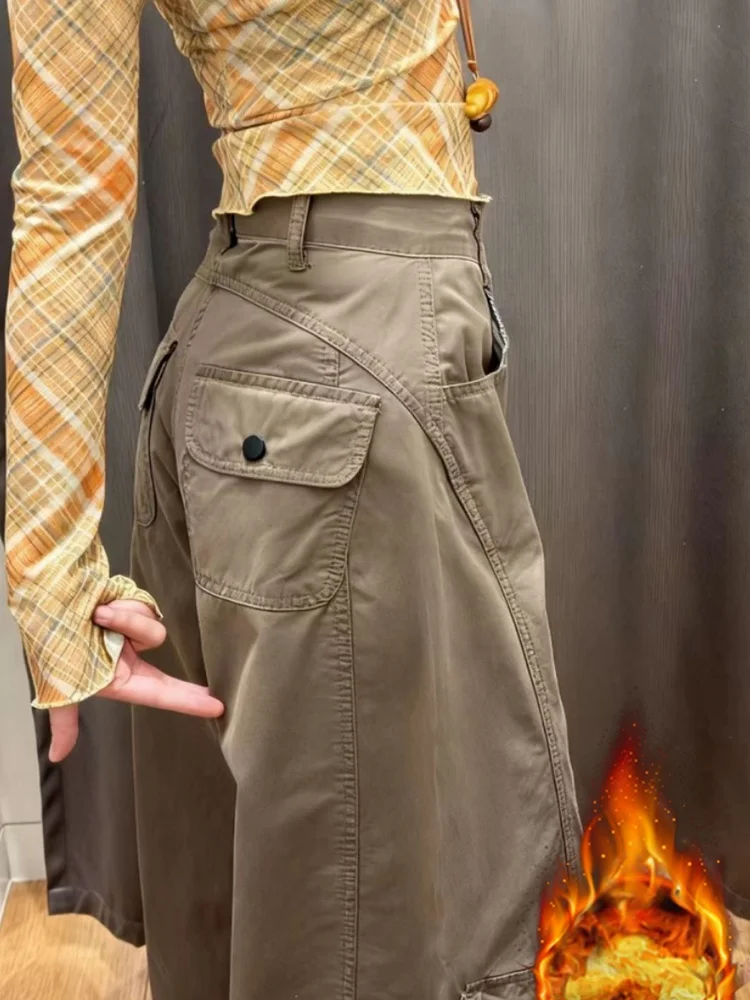 

plus Size High Waist Straight Leg Workwear Jeans Women's Autumn Winter Pear ape Slimming Wide Leg Pants American Sle