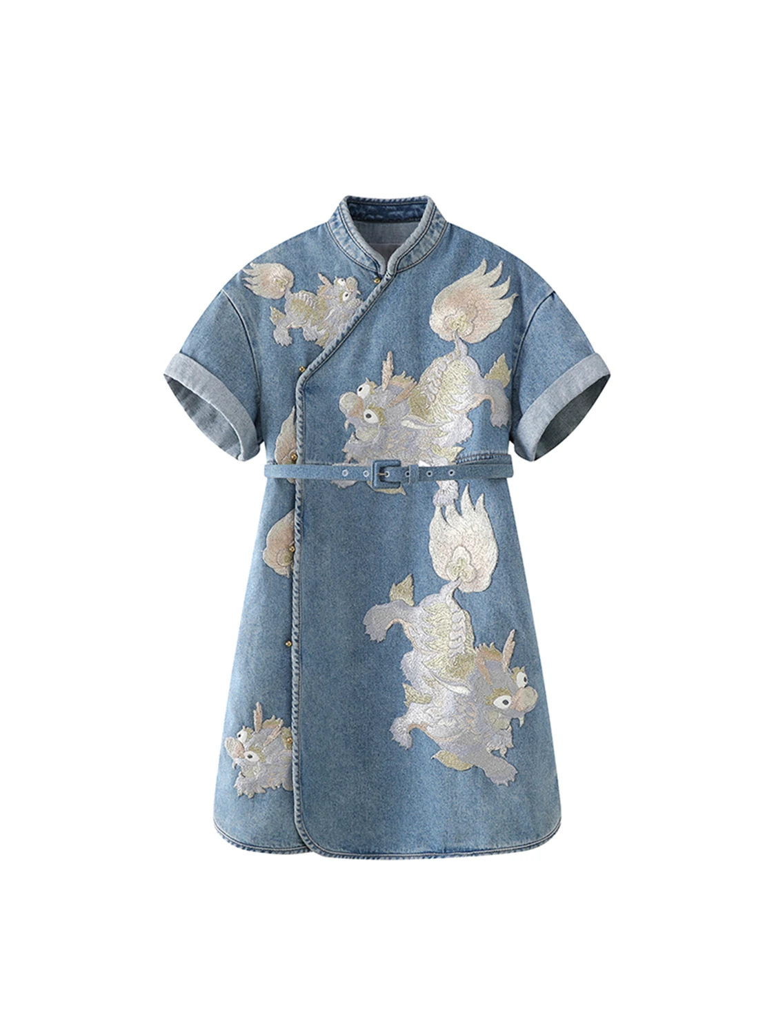 

Lazy feeling of high-quality women's fashion niche designers new heavy industry new Chinese flower embroidery cheongsam dress