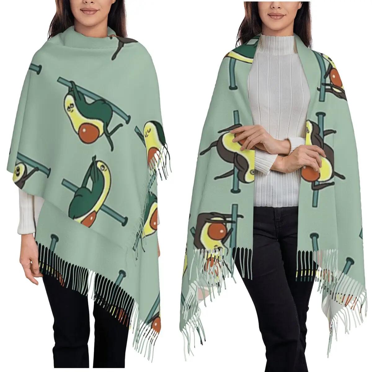 Avocados Pole Dancing Club Scarf Tassel Scarves for Women Soft Warm Shawls and Wraps Large Fall Winter Shawl Wrap