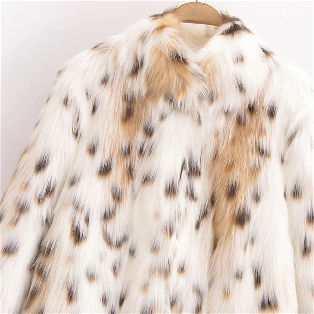 2024 autunno e inverno nuovo stile high-end temperamento risvolto stampa leopardo pelliccia sintetica effetto cappotto di pelliccia per le donne