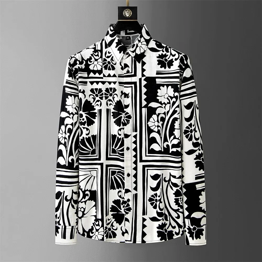 

Luxury Printed Shirt Men's Long Sleeve Casual Shirt High Quality Fashion Popular Premium Korean Large Size Men's Clothing XS-6XL