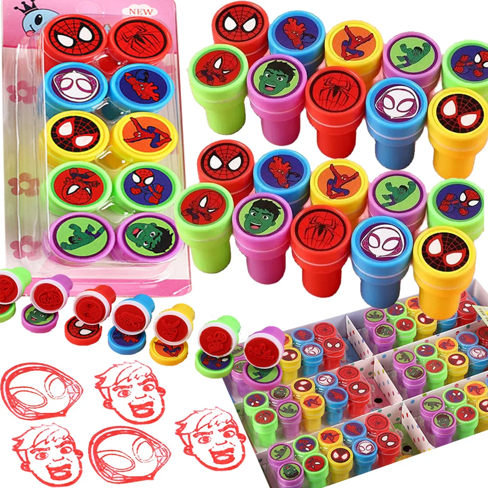 

10pcs Spider-Man Party Favors Birthday Giveaways Keepsake Gifts Superhero Spider-Man and His Amazing Friends Stamps for Kids