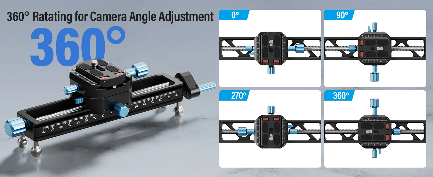 SIRUI MS18 Stativ-Makro-Fokusschiene, Schnellverstellbare Nah- und Makrofotografie Präzisions-Fokusschiene 360° ° Drehbarer Kopf – Detail 3