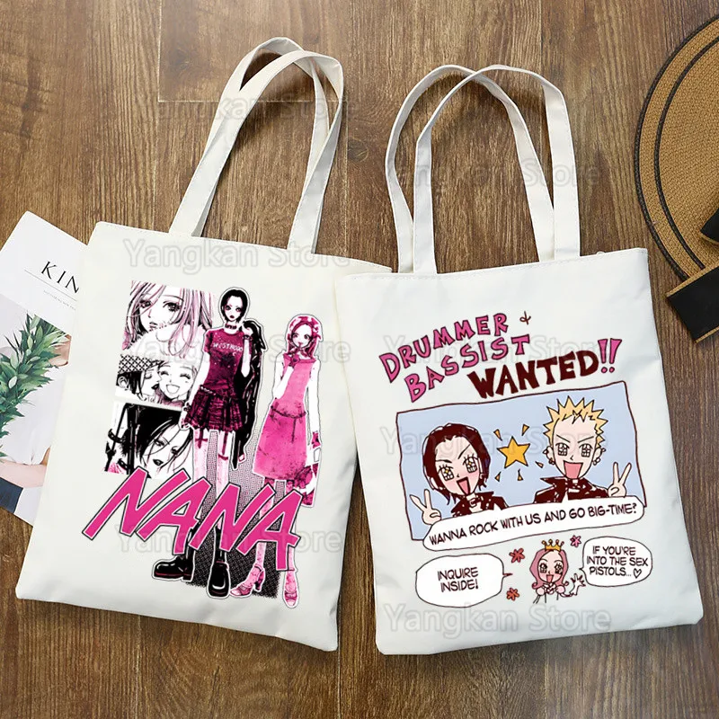 Nana Anime Canvas Tote Bags for Ladies Handbags Kawaii Cute Bolsa Portable Shopping Shoulder Bag