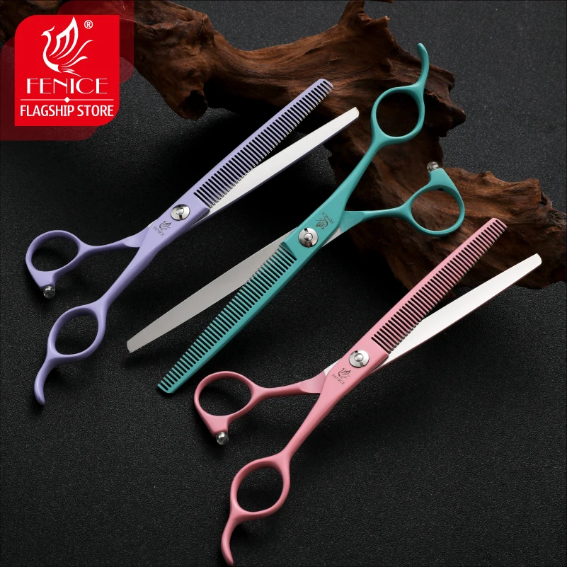 Fenice Professional 6.5/7.0 Inch JP440C Macaron Colorful Pet Thinning Chunker Scissors for Dog Grooming Shears