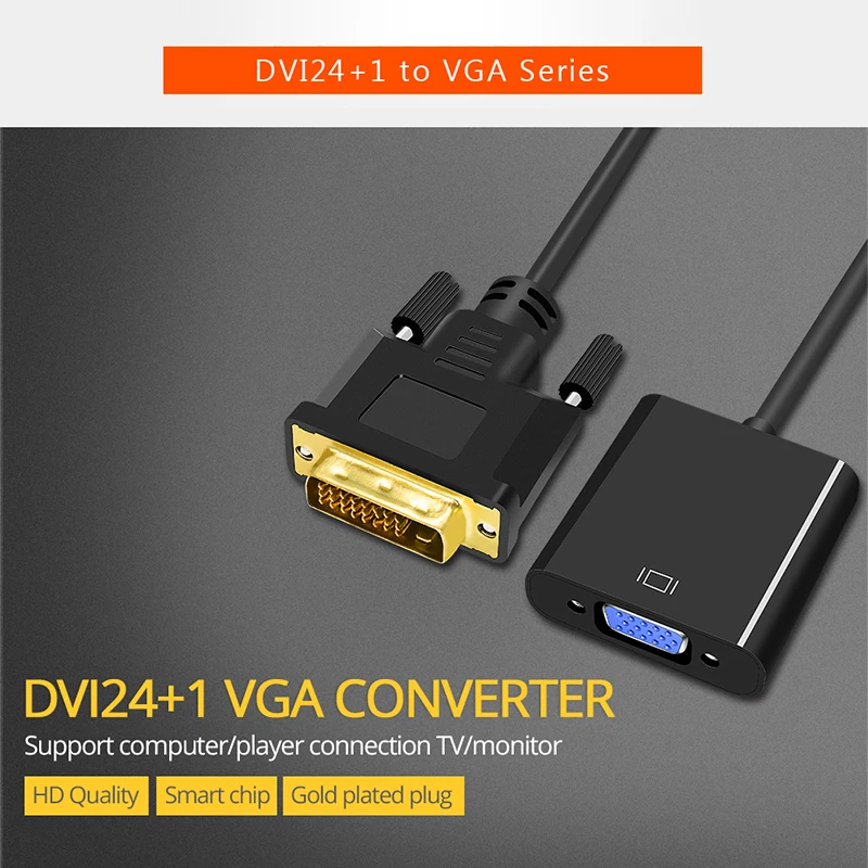 Full HD 1080P DVI-D DVI To VGA Adapter Video Cable Converter 24+1 25Pin To 15Pin Cable Converter For PC Computer Monitor