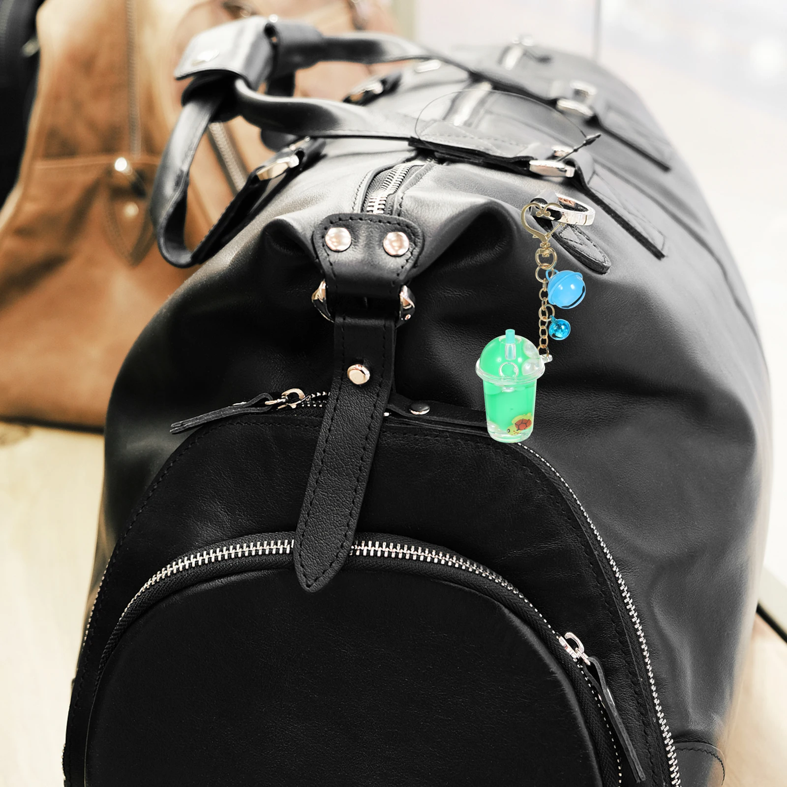 

2pcs Milk Cup Keychains Acrylic Bell Key Ring Creative Bell Key Ring For Bag Car Phone Decoration Creative Pendant Accessory