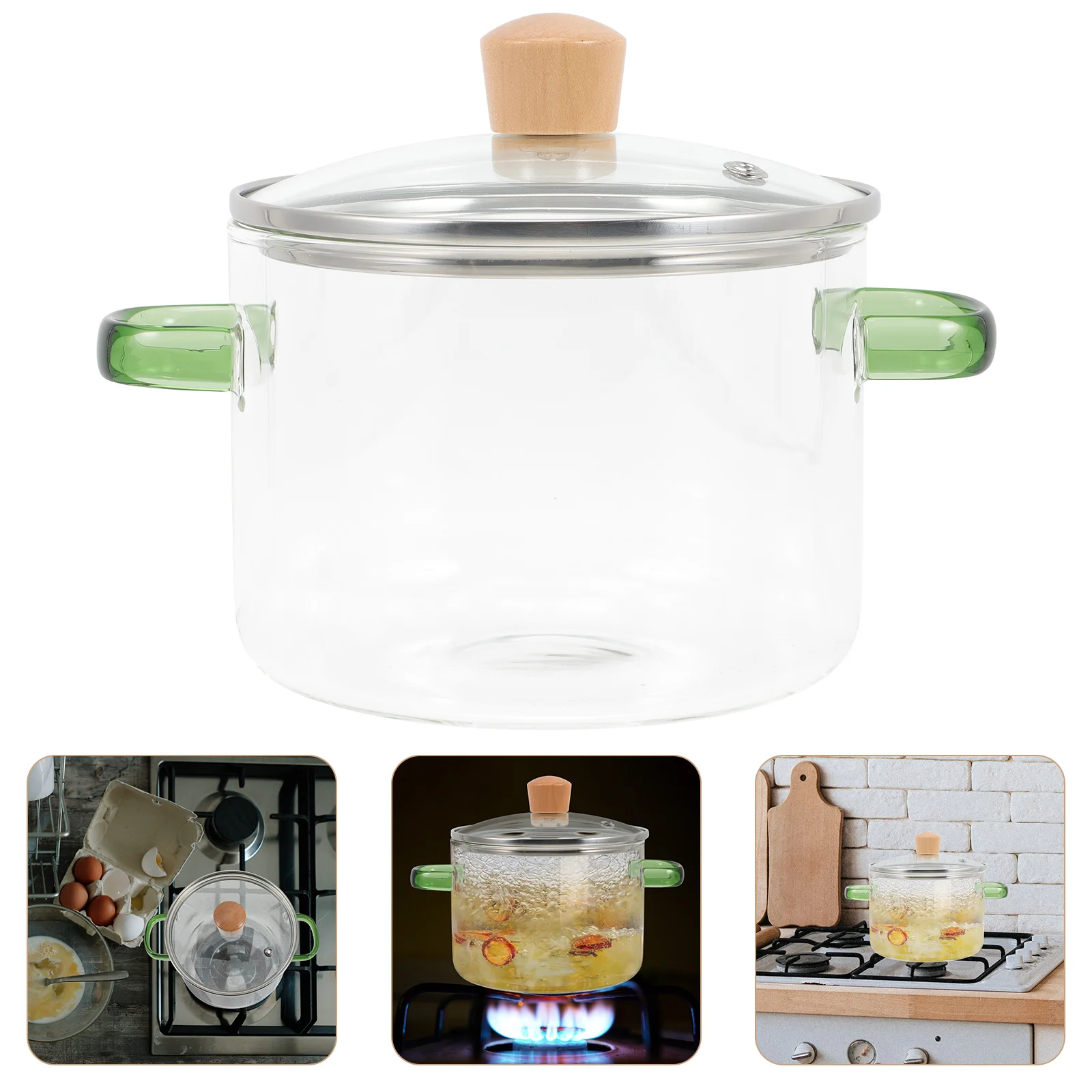 

Suitable for Cooking All Kinds of Food Soup Pot with Cover Ramen Clear Wooden Noodle