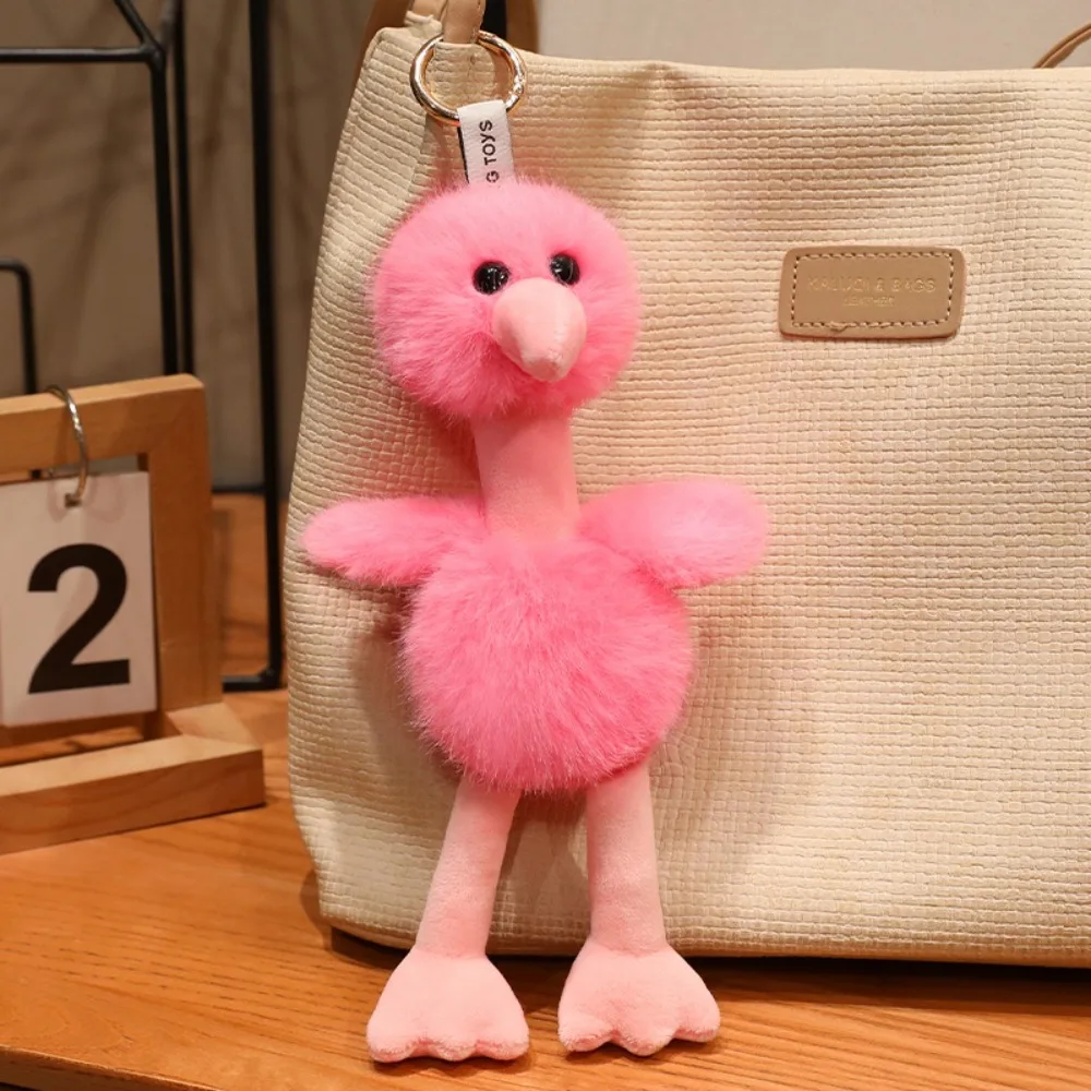 Soft Stuffed Ostrich Plush Keychains Cute Kawaii Ostrich Plush Doll Pendant 20cm Furry Bird Plush Keychains Surprise Gift