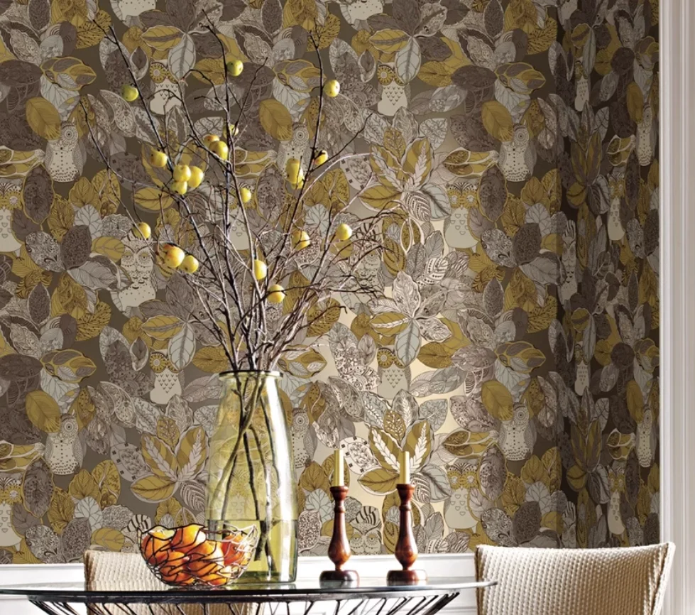 مخصص 3D خلفيات جدارية رسمت باليد يترك والزهور الرجعية الأمريكية الرعوية خلفية ملصقات جدار ديكور المنزل شخصية