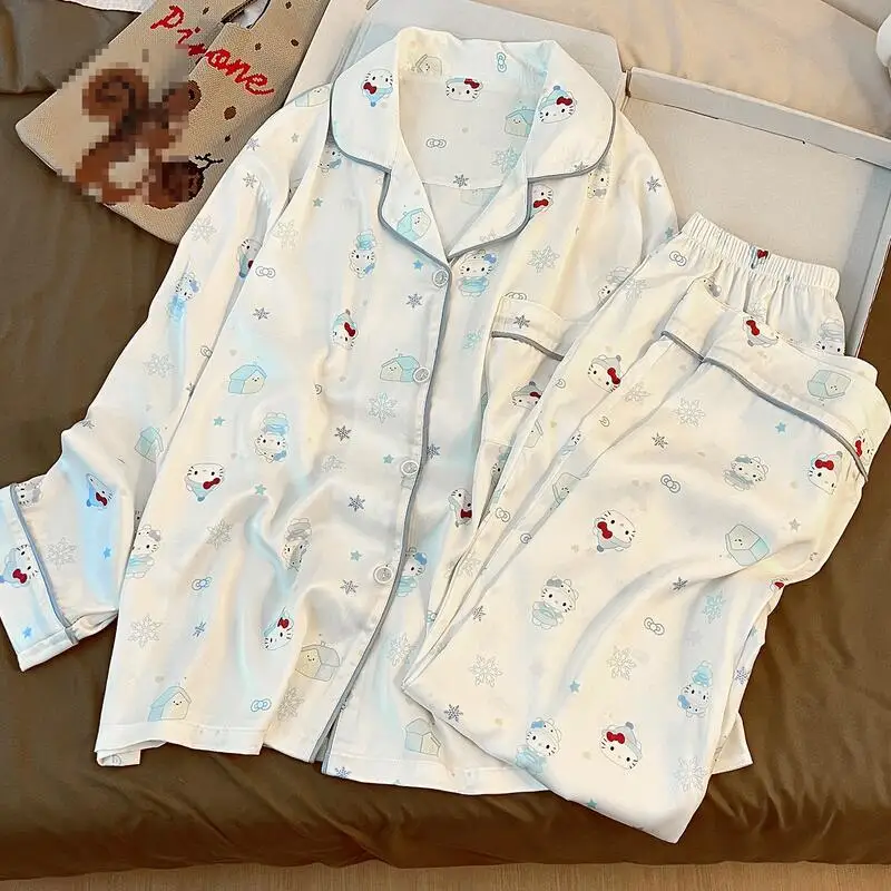 

New Cartoon Fashion Spicy Girl Loose Casual Home Clothes Spring Women's Long Sleeve Long Pants Pajama Set Comfortable Breathable