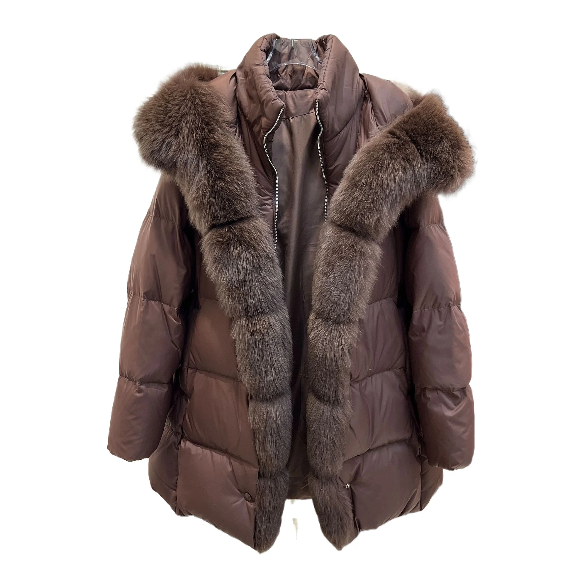 European Station 2025 Winter New Fox Fur Large Fur Collar Duck Down Women's Down Jacket Loose Thickened Jacket Tide