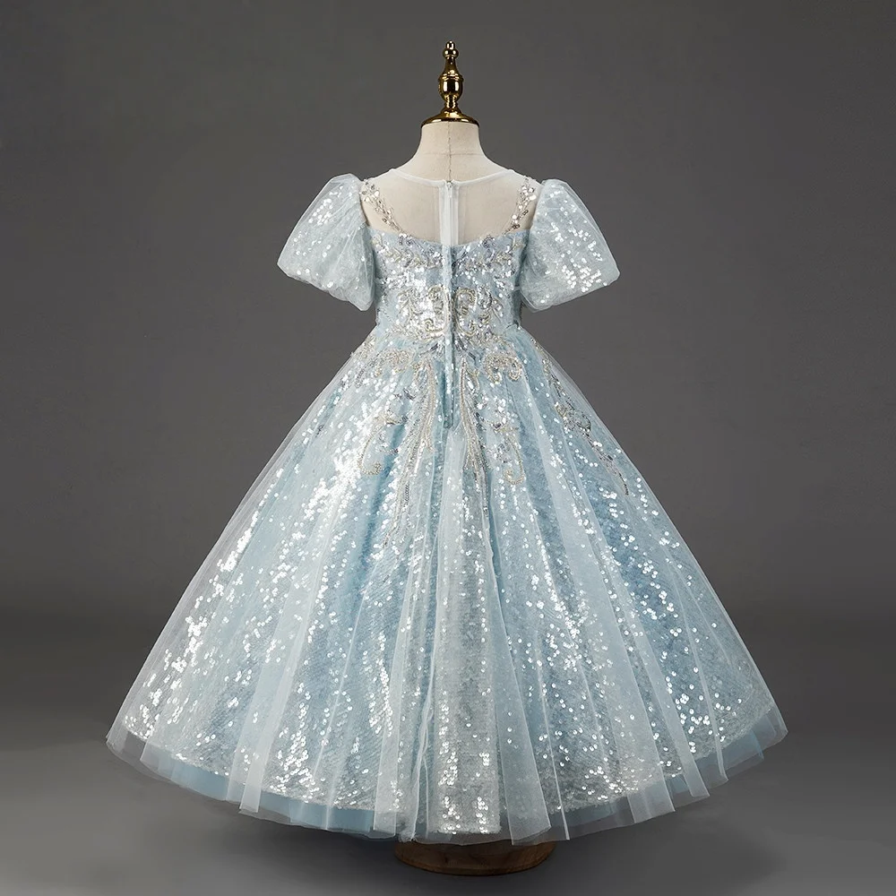 Custom JDY High Flower Girl Dress Wedding Guest Gown Birthday Party Pageant Dress Kids Formal Gown فساتين اطفال